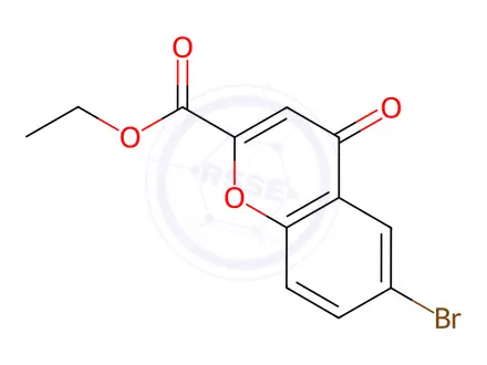 Chemical structure of 6-Bromo-4-oxo-4H-1-benzopyran-2-carboxylic acid ethyl ester
