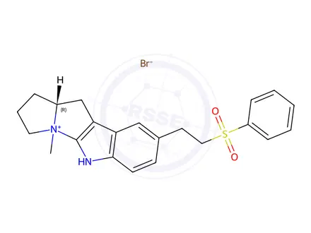 Chemical structure of (10aR)-4-methyl-8-(2-(phenylsulfonyl)ethyl)-2,3,4,5,10,10a-hexahydro-1H-pyrrolizino[3,2-b]indol-4-ium bromide