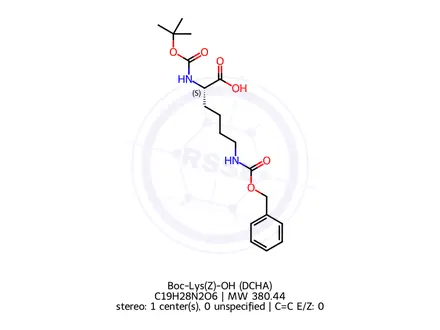 Chemical structure of Nα-(tert-Butoxycarbonyl)-Nε-benzyloxycarbonyl-L-lysine