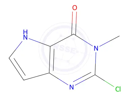 Chemical structure of 4H-Pyrrolo[3,2-d]pyrimidin-4-one, 2-chloro-3,5-dihydro-3-methyl-
