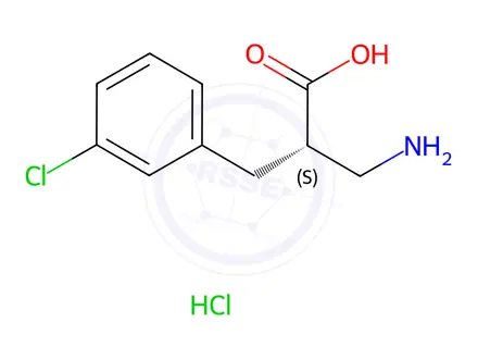 Chemical structure of (S)-3-amino-2-(3-chlorobenzyl)propanoicacid-HCl
