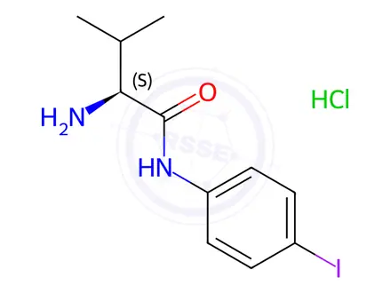Chemical structure of (S)-2-amino-N-(4-iodophenyl)-3-methylbutanamide hydrochloride