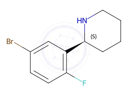Chemical structure of (2S)-2-(5-bromo-2-fluorophenyl)piperidine