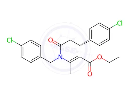 Chemical structure of Ethyl 4-(4-chlorophenyl)-1-[(4-chlorophenyl)methyl]-2-methyl-6-oxo-1,4,5,6-tetrahydropyridine-3-carboxylate