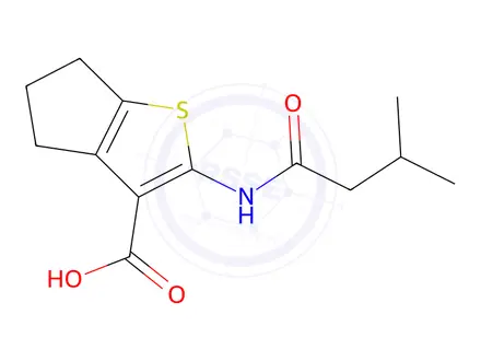 Chemical structure of 2-(3-Methylbutanamido)-5,6-dihydro-4h-cyclopenta[b]thiophene-3-carboxylic acid
