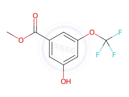 Chemical structure of Benzoic acid, 3-hydroxy-5-(trifluoromethoxy)-, methyl ester