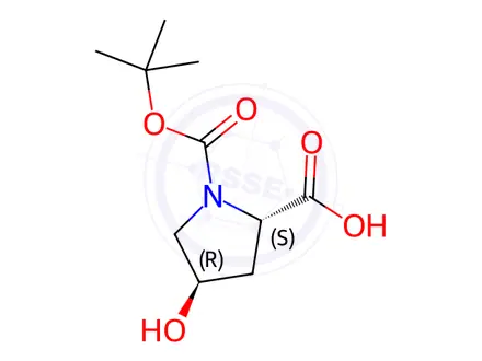 Chemical structure of trans-N-(tert-Butoxycarbonyl)-4-hydroxy-L-proline