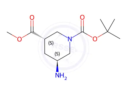 Chemical structure of rel-1-(1,1-Dimethylethyl) 3-methyl (3R,5R)-5-amino-1,3-piperidinedicarboxylate