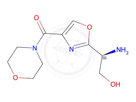 Chemical structure of (2S)-2-amino-2-[4-(morpholine-4-carbonyl)-1,3-oxazol-2-yl]ethan-1-ol