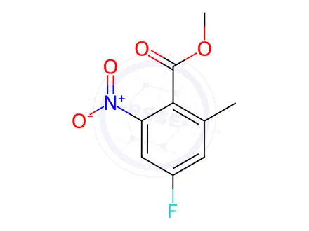Chemical structure of Benzoic acid, 4-fluoro-2-methyl-6-nitro-, methyl ester