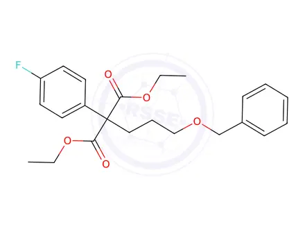 Chemical structure of Diethyl 2-(3-(benzyloxy)propyl)-2-(4-fluorophenyl)malonate