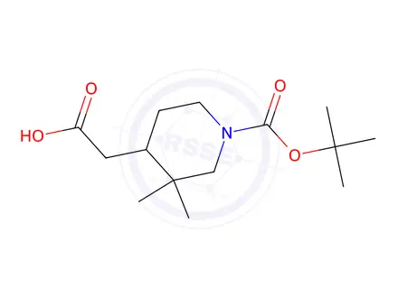 Chemical structure of 4-Carboxymethyl-3,3-dimethyl-piperidine-1-carboxylic acid tert-butyl ester