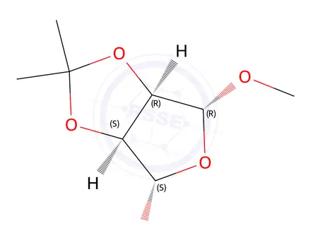 Chemical structure of (3aR,4R,6S,6aS)-4,6-dimethoxy-2,2-dimethyltetrahydrofuro[3,4-d][1,3]dioxole