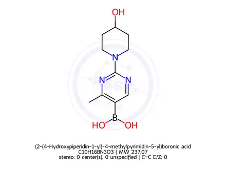 Chemical structure of (2-(4-Hydroxypiperidin-1-yl)-4-methylpyrimidin-5-yl)boronic acid