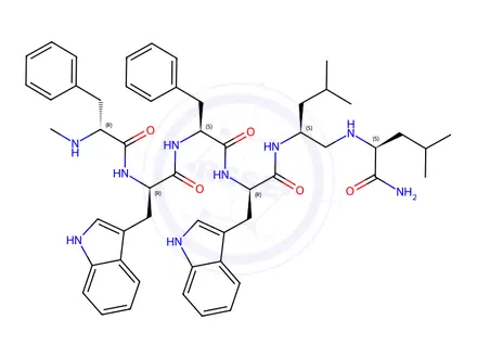 Chemical structure of [METHYL-D-PHE 6, D-TRP 7,9, LEU 10-PSI(CH2NH)LEU 11]-SUBSTANCE P FRAGMENT 6-11