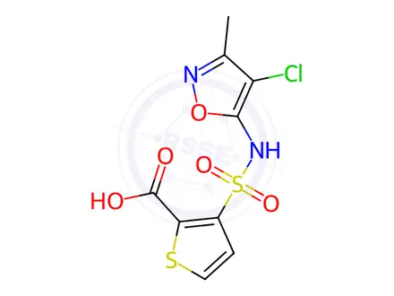 Chemical structure of 3-(N-(4-Chloro-3-methylisoxazol-5-yl)sulfamoyl)thiophene-2-carboxylic Acid
