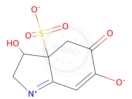 Chemical structure of 3-Hydroxy-1-methyl-6-oxido-5-oxo-2,3,4,5-tetrahydro-3aH-indol-1-ium-3a-sulfonate