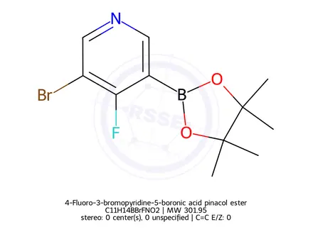 Chemical structure of 3-Bromo-4-fluoro-5-(4,4,5,5-tetramethyl-1,3,2-dioxaborolan-2-yl)pyridine
