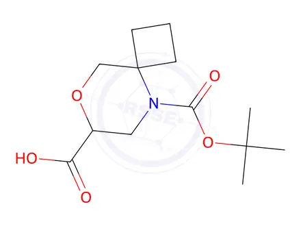Chemical structure of 5-(Tert-butoxycarbonyl)-8-oxa-5-azaspiro[3.5]Nonane-7-carboxylic acid