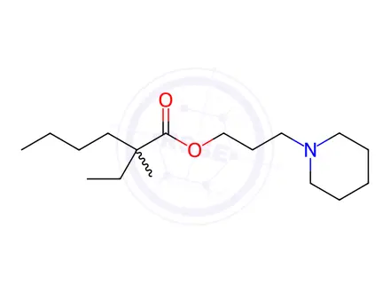 Chemical structure of 2-Ethyl-2-methylhexanoic acid 3-piperidinopropyl ester