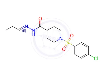Chemical structure of 1-[(4-chlorophenyl)sulfonyl]-N'-[(E)propylidene]-4-piperidinecarbohydrazide