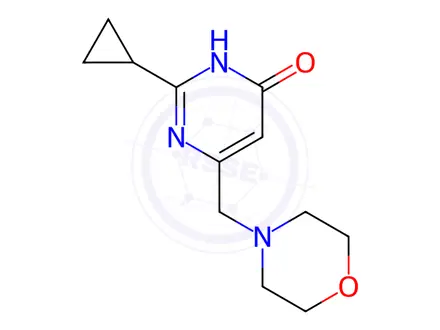 Chemical structure of 2-cyclopropyl-6-(morpholinomethyl)-4-pyrimidinol