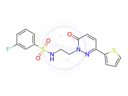 Chemical structure of 3-Fluoro-N-(2-(6-oxo-3-(thiophen-2-yl)pyridazin-1(6H)-yl)ethyl)benzenesulfonamide