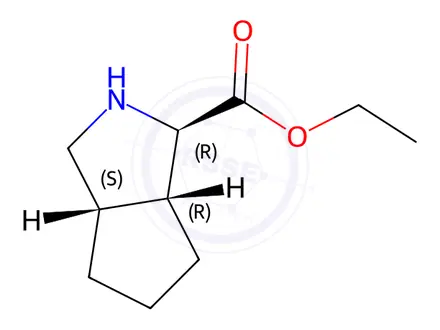 Chemical structure of Cyclopenta[c]pyrrole-1-carboxylic acid, octahydro-, ethyl ester, (1R,3aS,6aR)-