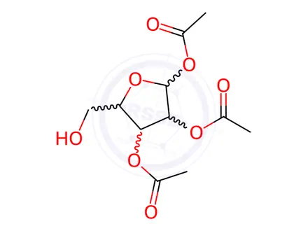 Chemical structure of (3R,4R,5R)-5-(hydroxymethyl)tetrahydrofuran-2,3,4-triyl triacetate