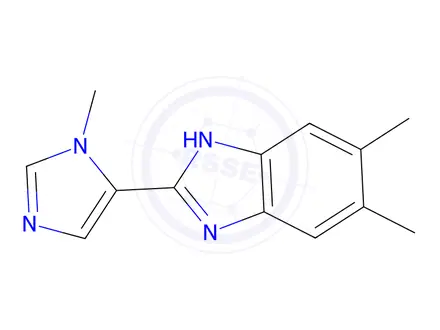 Chemical structure of 5,6-Dimethyl-2-(1-methyl-1H-imidazol-5-yl)-1H-benzo[d]imidazole