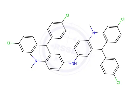 Chemical structure of 2-(Bis(4-chlorophenyl)methyl)-N4-(3-(bis(4-chlorophenyl)methyl)-4-(dimethylamino)phenyl)-N1,N1-dimethylbenzene-1,4-diamine