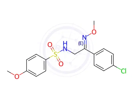 Chemical structure of N-[(2E)-2-(4-Chlorophenyl)-2-(methoxyimino)ethyl]-4-methoxybenzene-1-sulfonamide