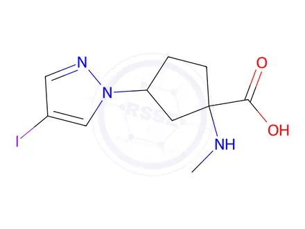Chemical structure of 3-(4-Iodo-1h-pyrazol-1-yl)-1-(methylamino)cyclopentane-1-carboxylic acid