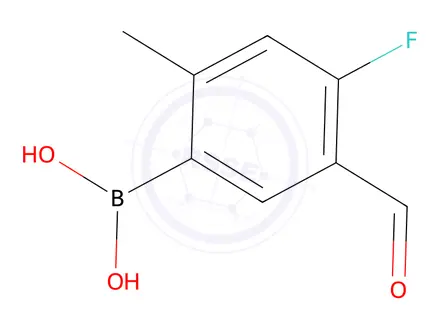 Chemical structure of 4-Fluoro-5-formyl-2-methylphenylboronic acid