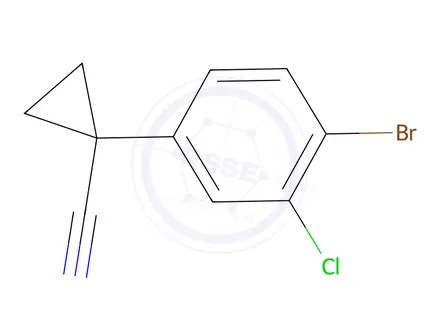Chemical structure of 1-(4-Bromo-3-chlorophenyl)cyclopropane-1-carbonitrile