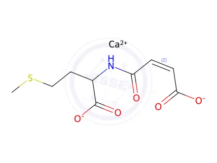Chemical structure of calcium (Z)-N-(3-carboxylato-1-oxoallyl)-DL-methionate