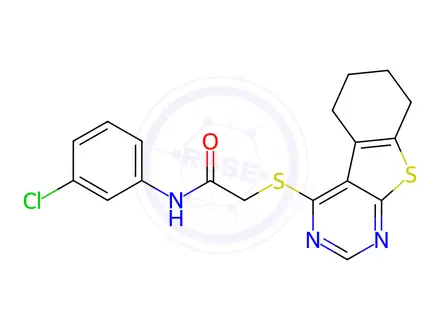 Chemical structure of N-(3-chlorophenyl)-2-((5,6,7,8-tetrahydrobenzo[4,5]thieno[2,3-d]pyrimidin-4-yl)thio)acetamide