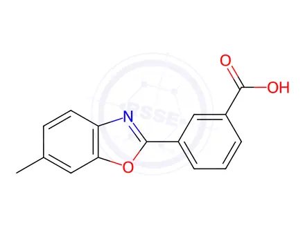 Chemical structure of Benzoic acid, 3-(6-methyl-2-benzoxazolyl)-