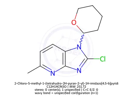Chemical structure of 2-Chloro-5-methyl-1-(tetrahydro-2H-pyran-2-yl)-1H-imidazo[4,5-b]pyridine