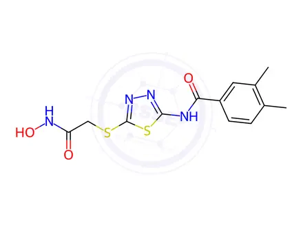 Chemical structure of N-(5-((2-(Hydroxyamino)-2-oxoethyl)thio)-1,3,4-thiadiazol-2-yl)-3,4-dimethylbenzamide