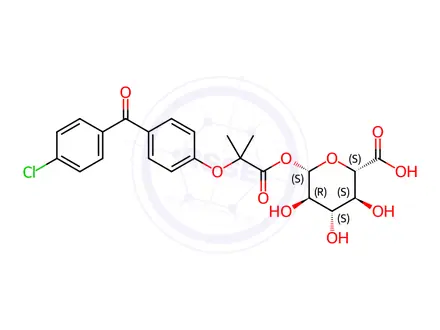 Chemical structure of Fenofibric Acid Acyl-β-D-glucuronide (~90%)