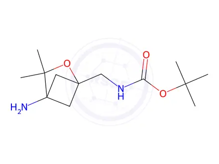 Chemical structure of tert-Butyl ((4-amino-3,3-dimethyl-2-oxabicyclo[2.1.1]hexan-1-yl)methyl)carbamate