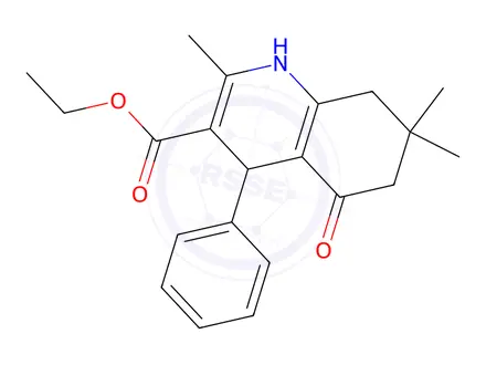 Chemical structure of ethyl 2,7,7-trimethyl-5-oxo-4-phenyl-1,4,5,6,7,8-hexahydroquinoline-3-carboxylate