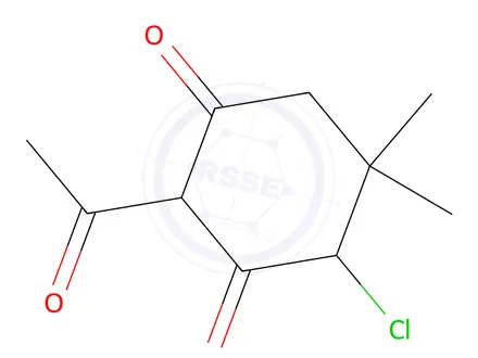 Chemical structure of 2-Acetyl-4-chloro-5,5-dimethyl-cyclohexane-1,3-dione