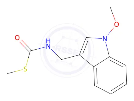Chemical structure of S-Methyl ((1-methoxy-1H-indol-3-yl)methyl)carbamothioate
