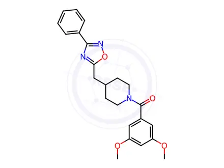 Chemical structure of 1-(3,5-dimethoxybenzoyl)-4-[(3-phenyl-1,2,4-oxadiazol-5-yl)methyl]piperidine