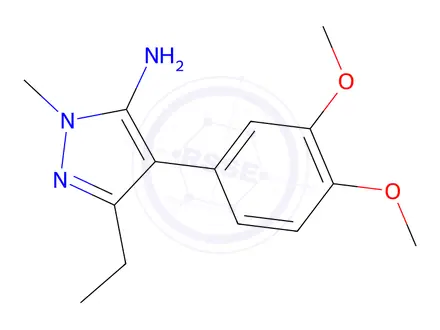 Chemical structure of 4-(3,4-Dimethoxyphenyl)-3-ethyl-1-methyl-1H-pyrazol-5-amine