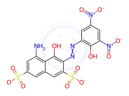 Chemical structure of disodium 5-amino-4-hydroxy-3-[(2-hydroxy-3,5-dinitrophenyl)azo]naphthalene-2,7-disulphonate