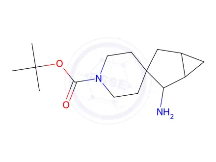 Chemical structure of Tert-butyl 2-aminospiro[bicyclo[3.1.0]Hexane-3,4'-piperidine]-1'-carboxylate