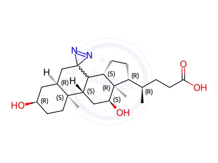 Chemical structure of 7,7-Azo-3-α,12-α-dihydroxycholanic Acid